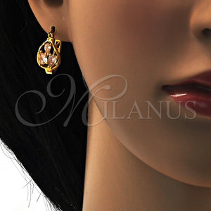 Gold Filled Hoop Earrings — Small Hoop Teardrop Design with White Cubic Zirconia — main product view — SKU 108787 | Oro Laminado aretes de aro — Small Hoop Teardrop diseño with blanco Cubic Zirconia — SKU 108787