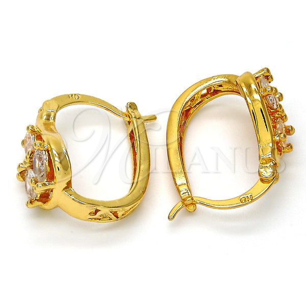 Gold Filled Hoop Earrings — Small Hoop Teardrop Design with White Cubic Zirconia — alternate product view — SKU 108787 | Oro Laminado aretes de aro — Small Hoop Teardrop diseño with blanco Cubic Zirconia — SKU 108787