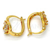 Oro Laminado Small Hoop, Gold Filled Style Teardrop Design, with White Cubic Zirconia, Polished, Golden Finish, 02.196.0068.15