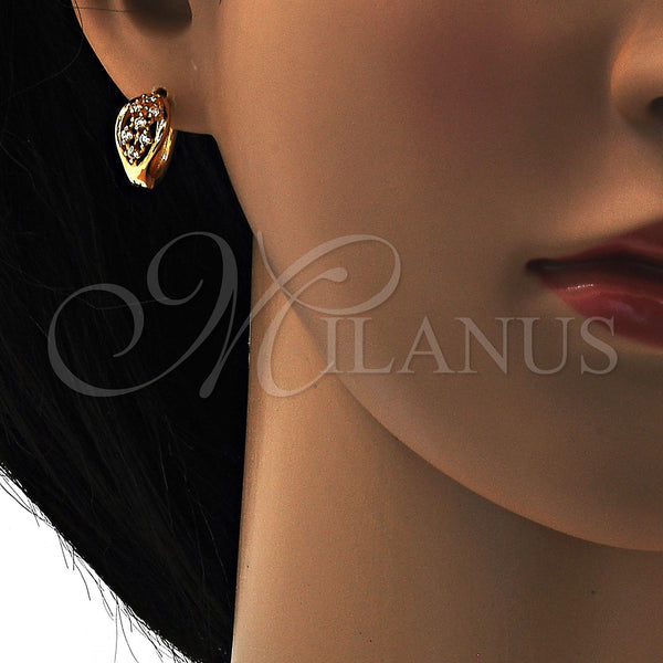 Gold Filled Hoop Earrings — Huggie Hoop with White Cubic Zirconia Polished 02. — alternate product view — SKU 108801 | Oro Laminado aretes de aro — Huggie Hoop with blanco Cubic Zirconia pulido 02. — SKU 108801