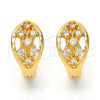 Oro Laminado Huggie Hoop, Gold Filled Style with White Cubic Zirconia, Polished, Golden Finish, 02.196.0058.15