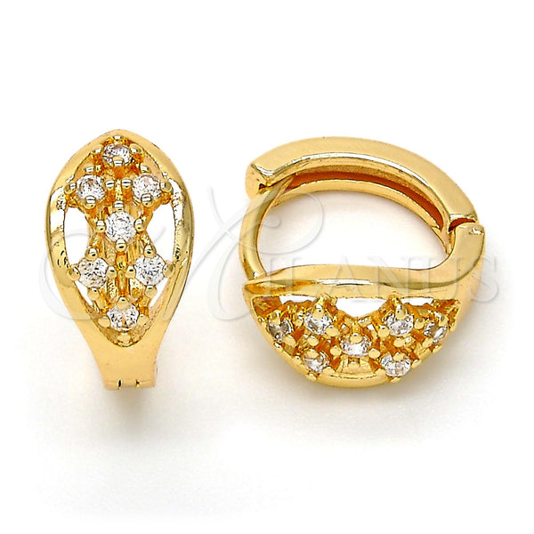 Gold Filled Hoop Earrings — Huggie Hoop with White Cubic Zirconia Polished 02. — main product view — SKU 108801 | Oro Laminado aretes de aro — Huggie Hoop with blanco Cubic Zirconia pulido 02. — SKU 108801