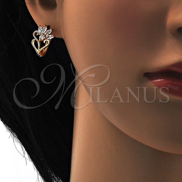 Gold Filled Hoop Earrings — Huggie Hoop with White Cubic Zirconia Polished 02. — alternate product view — SKU 108807 | Oro Laminado aretes de aro — Huggie Hoop with blanco Cubic Zirconia pulido 02. — SKU 108807
