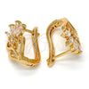 Oro Laminado Huggie Hoop, Gold Filled Style with White Cubic Zirconia, Polished, Golden Finish, 02.196.0063.15