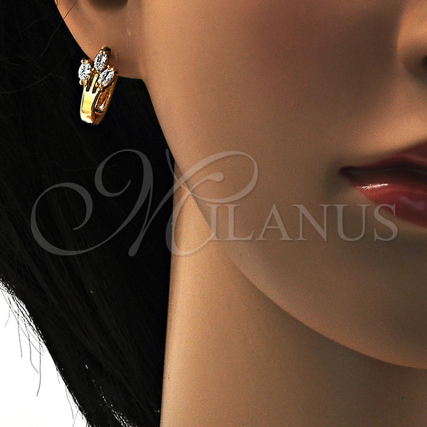 Gold Filled Hoop Earrings — Huggie Hoop with White Cubic Zirconia Polished 02. — alternate product view — SKU 108808 | Oro Laminado aretes de aro — Huggie Hoop with blanco Cubic Zirconia pulido 02. — SKU 108808