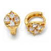 Oro Laminado Huggie Hoop, Gold Filled Style Teardrop Design, with White Cubic Zirconia, Polished, Golden Finish, 02.196.0066.15