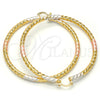 Oro Laminado Large Hoop, Gold Filled Style Hollow and Twist Design, Polished, Tricolor, 02.170.0108.1.70