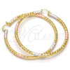 Oro Laminado Large Hoop, Gold Filled Style Hollow and Twist Design, Polished, Tricolor, 02.170.0108.1.70