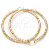 Oro Laminado Extra Large Hoop, Gold Filled Style Hollow and Twist Design, Polished, Tricolor, 02.170.0108.1.80