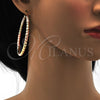 Oro Laminado Large Hoop, Gold Filled Style Twist and Hollow Design, Polished, Tricolor, 02.170.0108.1.60