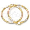 Oro Laminado Large Hoop, Gold Filled Style Twist and Hollow Design, Polished, Tricolor, 02.170.0108.1.60