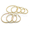 Oro Laminado Large Hoop, Gold Filled Style Twist and Hollow Design, Polished, Tricolor, 02.170.0108.1.60