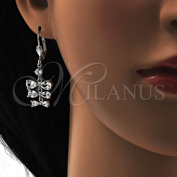 White Gold Filled Ring — Long Earring Teardrop Design with White Cubic Zirconia — alternate product view — SKU 108882 | Oro Laminado Blanco anillo — Long Earring Teardrop diseño with blanco Cubic Zirconia — SKU 108882