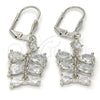 Rhodium Gold Filled Long Earring, Teardrop Design, with White Cubic Zirconia, Polished, Rhodium Finish, 02.205.0050.5