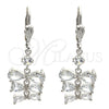 Rhodium Gold Filled Long Earring, Teardrop Design, with White Cubic Zirconia, Polished, Rhodium Finish, 02.205.0050.5