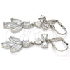 Rhodium Gold Filled Long Earring, Leaf and Heart Design, with White Cubic Zirconia, Polished, Rhodium Finish, 02.205.0055.5