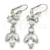 Rhodium Gold Filled Long Earring, Leaf and Heart Design, with White Cubic Zirconia, Polished, Rhodium Finish, 02.205.0055.5