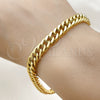 Stainless Steel Basic Bracelet, Curb Design, Polished, Golden Finish, 03.256.0001.09 (08 MM Thickness, 9 Inches Length)