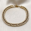 Stainless Steel Basic Bracelet, Curb Design, Polished, Golden Finish, 03.256.0001.09 (08 MM Thickness, 9 Inches Length)