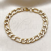 Stainless Steel Basic Bracelet, Figaro Design, Polished, Golden Finish, 03.256.0002.09 (Thickness, 9 Inches Length)