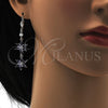 Rhodium Gold Filled Long Earring, Flower Design, with Amethyst and White Cubic Zirconia, Polished, Rhodium Finish, 02.205.0058.7