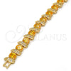 Oro Laminado Tennis Bracelet, Gold Filled Style with Golden and White Cubic Zirconia, Polished, Golden Finish, 03.206.0007.10.07 (09 MM Thickness, 7 Inches Length)