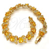 Oro Laminado Tennis Bracelet, Gold Filled Style with Golden and White Cubic Zirconia, Polished, Golden Finish, 03.206.0007.10.07 (09 MM Thickness, 7 Inches Length)