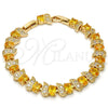 Oro Laminado Tennis Bracelet, Gold Filled Style with Golden and White Cubic Zirconia, Polished, Golden Finish, 03.206.0007.10.07 (09 MM Thickness, 7 Inches Length)