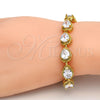 Oro Laminado Tennis Bracelet, Gold Filled Style Teardrop Design, with White Cubic Zirconia, Polished, Golden Finish, 03.210.0009.07 (10 MM Thickness, 7 Inches Length)