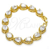 Oro Laminado Tennis Bracelet, Gold Filled Style Teardrop Design, with White Cubic Zirconia, Polished, Golden Finish, 03.210.0009.07 (10 MM Thickness, 7 Inches Length)