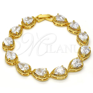 Gold Filled Bracelet — Tennis Bracelet Teardrop Design with White Cubic Zirconia — main product view — SKU 109114 | Oro Laminado brazalete — Tennis Bracelet Teardrop diseño with blanco Cubic Zirconia — SKU 109114