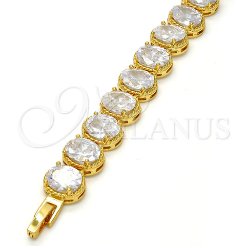 Oro Laminado Tennis Bracelet, Gold Filled Style with White Cubic Zirconia, Polished, Golden Finish, 03.210.0010.07 (12 MM Thickness, 7 Inches Length)