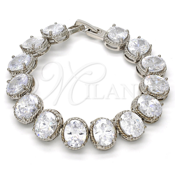 Rhodium Gold Filled Tennis Bracelet, with White Cubic Zirconia, Polished, Rhodium Finish, 03.210.0010.1.07 (12 MM Thickness, 7 Inches Length)