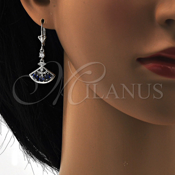 White Gold Filled Ring — Long Earring with Sapphire Blue Cubic Zirconia and — alternate product view — SKU 109121 | Oro Laminado Blanco anillo — Long Earring with Sapphire Blue Cubic Zirconia and — SKU 109121