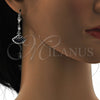 Rhodium Gold Filled Long Earring, with Sapphire Blue Cubic Zirconia and White Micro Pave, Polished, Rhodium Finish, 02.236.0012.5