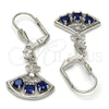 Rhodium Gold Filled Long Earring, with Sapphire Blue Cubic Zirconia and White Micro Pave, Polished, Rhodium Finish, 02.236.0012.5
