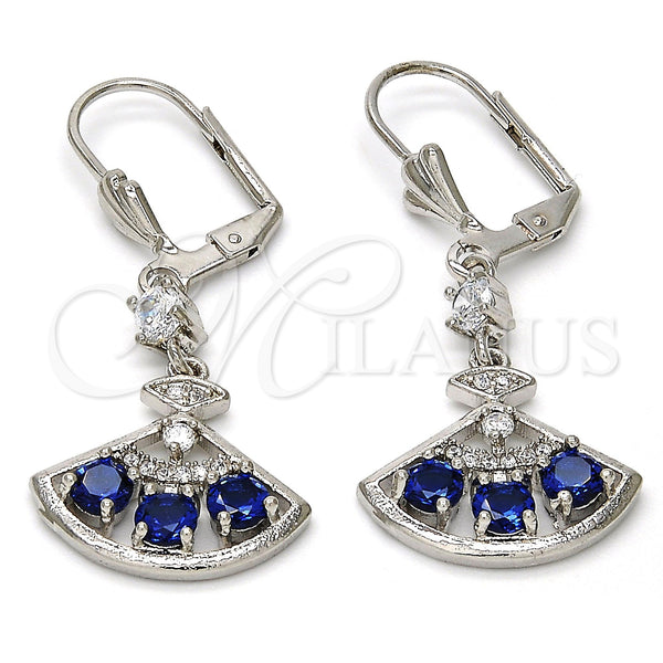 White Gold Filled Ring — Long Earring with Sapphire Blue Cubic Zirconia and — main product view — SKU 109121 | Oro Laminado Blanco anillo — Long Earring with Sapphire Blue Cubic Zirconia and — SKU 109121