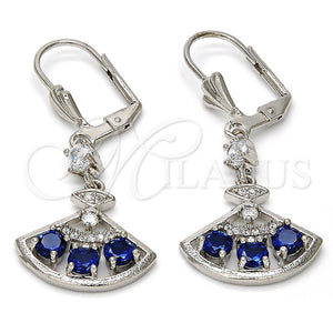 White Gold Filled Ring — Long Earring with Sapphire Blue Cubic Zirconia and — main product view — SKU 109121 | Oro Laminado Blanco anillo — Long Earring with Sapphire Blue Cubic Zirconia and — SKU 109121