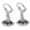 Rhodium Gold Filled Long Earring, with Sapphire Blue Cubic Zirconia and White Micro Pave, Polished, Rhodium Finish, 02.236.0012.5