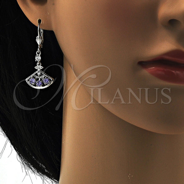 White Gold Filled Ring — Long Earring with Amethyst Cubic Zirconia and White — alternate product view — SKU 109123 | Oro Laminado Blanco anillo — Long Earring with Amethyst Cubic Zirconia and blanco — SKU 109123