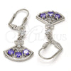 Rhodium Gold Filled Long Earring, with Amethyst Cubic Zirconia and White Micro Pave, Polished, Rhodium Finish, 02.236.0012.7