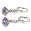 Rhodium Gold Filled Long Earring, with Amethyst Cubic Zirconia and White Micro Pave, Polished, Rhodium Finish, 02.236.0012.7