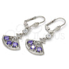 Rhodium Gold Filled Long Earring, with Amethyst Cubic Zirconia and White Micro Pave, Polished, Rhodium Finish, 02.236.0012.7