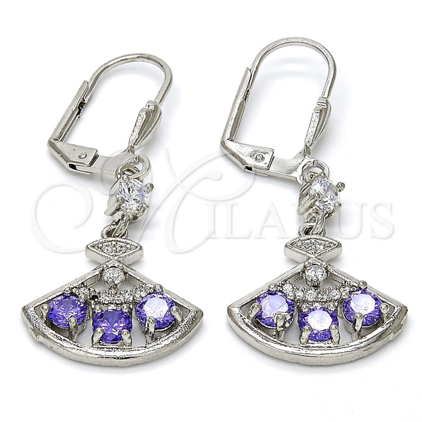 White Gold Filled Ring — Long Earring with Amethyst Cubic Zirconia and White — main product view — SKU 109123 | Oro Laminado Blanco anillo — Long Earring with Amethyst Cubic Zirconia and blanco — SKU 109123