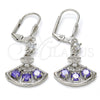 Rhodium Gold Filled Long Earring, with Amethyst Cubic Zirconia and White Micro Pave, Polished, Rhodium Finish, 02.236.0012.7