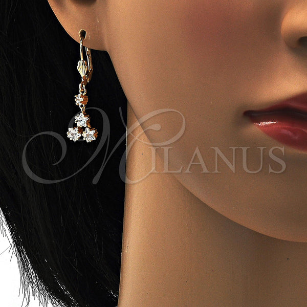 Gold Filled Ring — Long Earring Star Design with White Cubic Zirconia — alternate product view — SKU 109192 | Oro Laminado anillo — Long Earring estrella diseño with blanco Cubic Zirconia — SKU 109192