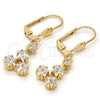 Oro Laminado Long Earring, Gold Filled Style Star Design, with White Cubic Zirconia, Polished, Golden Finish, 02.236.0021