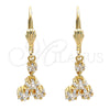 Oro Laminado Long Earring, Gold Filled Style Star Design, with White Cubic Zirconia, Polished, Golden Finish, 02.236.0021