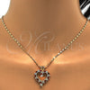 Oro Laminado Pendant Necklace, Gold Filled Style Heart Design, with Garnet and White Cubic Zirconia, Polished, Golden Finish, 04.210.0001.2.18 (02 MM Thickness, 18 Inches Length)