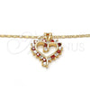 Oro Laminado Pendant Necklace, Gold Filled Style Heart Design, with Garnet and White Cubic Zirconia, Polished, Golden Finish, 04.210.0001.2.18 (02 MM Thickness, 18 Inches Length)